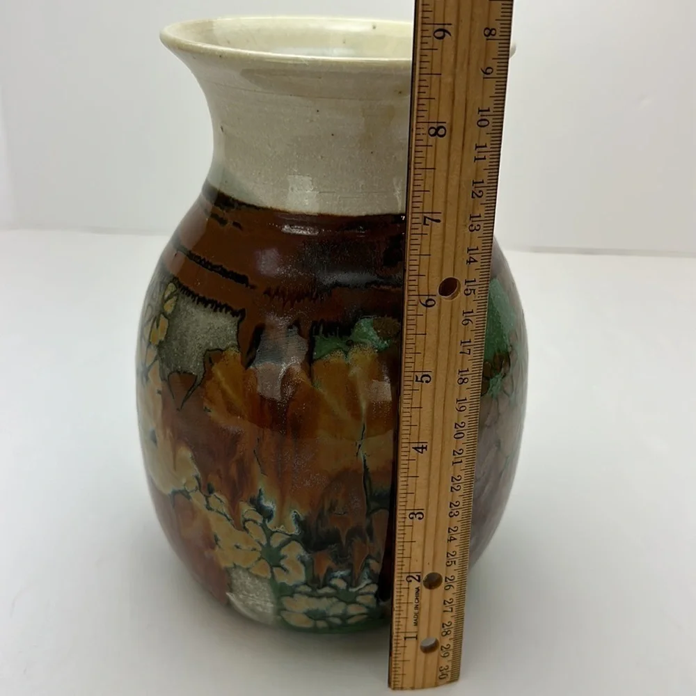 Vtg Apple Lane Studio‎ Art Pottery Vase Abstract Floral Artist Bill Nagengast - Picture 7 of 12